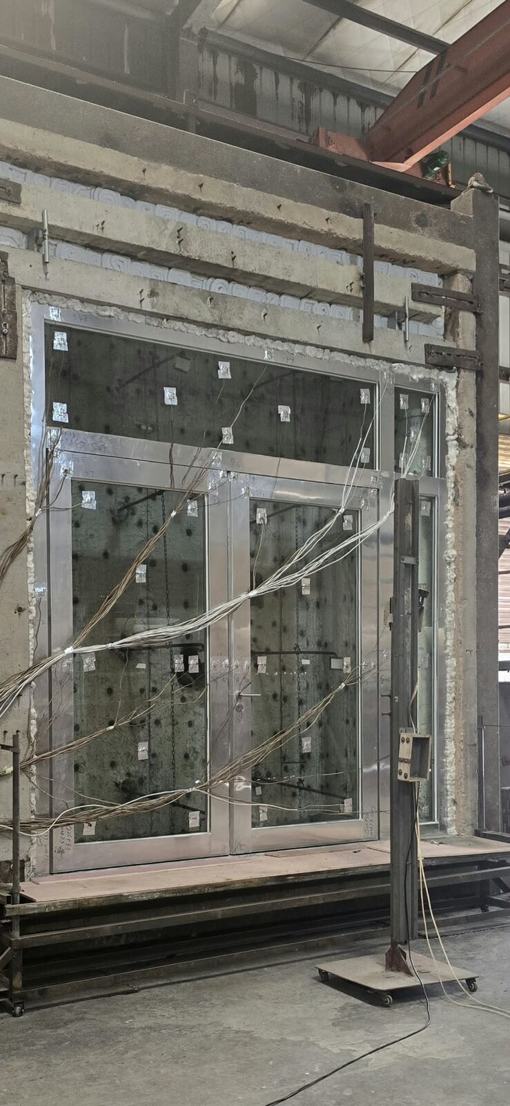 JT glass door system mounted in a fire-test furnace before the test